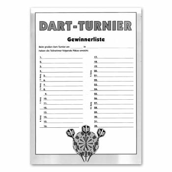 Gewinnerliste "Dart-Turnier", A3 Papier