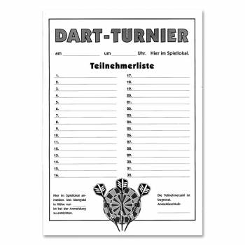 Teilnehmerliste "Dart-Turnier", A3 Papier