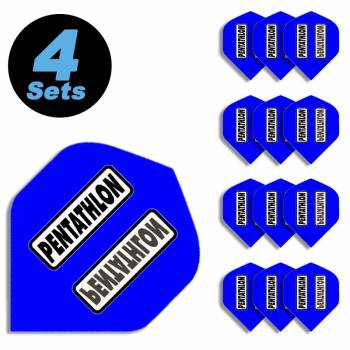 4 Flight Sets (12 Stk) Standard Polyester PenTathlon clear blau