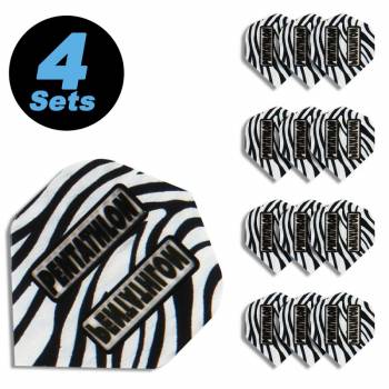 4 Flight Sets (12 Stk) Standard Polyester Pentathlon Clear Zebrastreifen