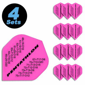 4 Flight Sets (12 Stk) Standard Polyester PenTathlon pink