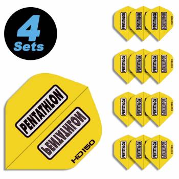 4 Flight Sets (12 Stk) Standard Polyester Pentathlon gelb HD150 super strong