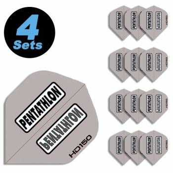 4 Flight Sets (12 Stk) Standard Polyester Pentathlon silber HD150 super strong