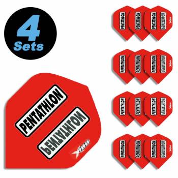 4 Flight Sets (12 Stk) Standard Polyester Pentathlon rot HD180 super strong