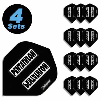 4 Flight Sets (12 Stk) Standard Polyester Pentathlon schwarz HD180 super strong