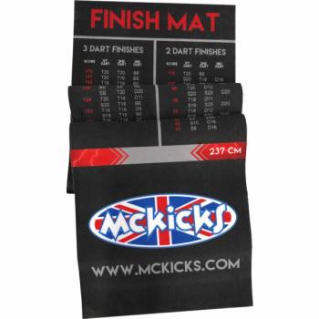 Dartmatte McKicks grau mit Oche / 300 x 60 cm / mit Check out Tabelle
