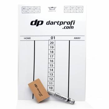 Darts Markerboard Kunststoff weiß mit Stift und Wischschwamm