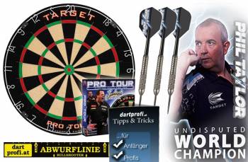 Phil Taylor Turnier komplett Set mit Dartpfeile und Dartboard