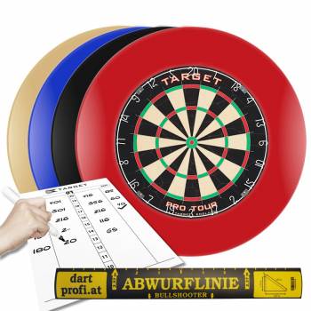 Dartarena Pro - Dartboard mit Auffangring, Markerboard und Abwurflinie