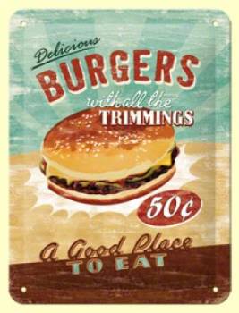 Blechschild - Burgers - 15 x 20 cm