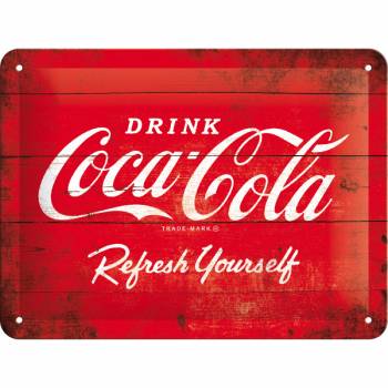 Blechschild - Coca Cola - Refresh Yourself - 15 x 20 cm