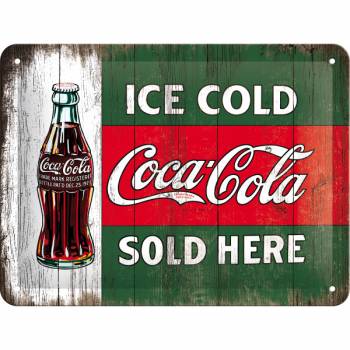 Blechschild - Coca Cola - Ice Cold Sold Here - 15 x 20 cm