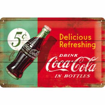 Metal sign - Coca Cola - 5c - in Bottles - 20 x 30 cm