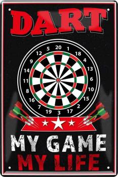 Blechschild DART - My Game - My Life 20 x 30 cm
