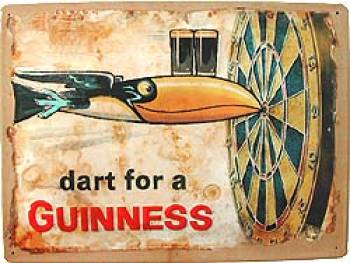 Blechschild - Dart for a Guiness - 20x30 cm