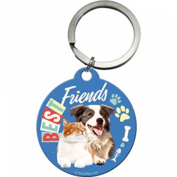 Schlüsselanhänger rund 4 cm - Best Friends Hund