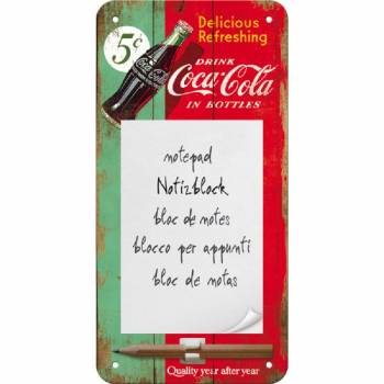 Notizblock Schilder - Coca Cola - Delicious and Refreshing - 10 x 20 cm