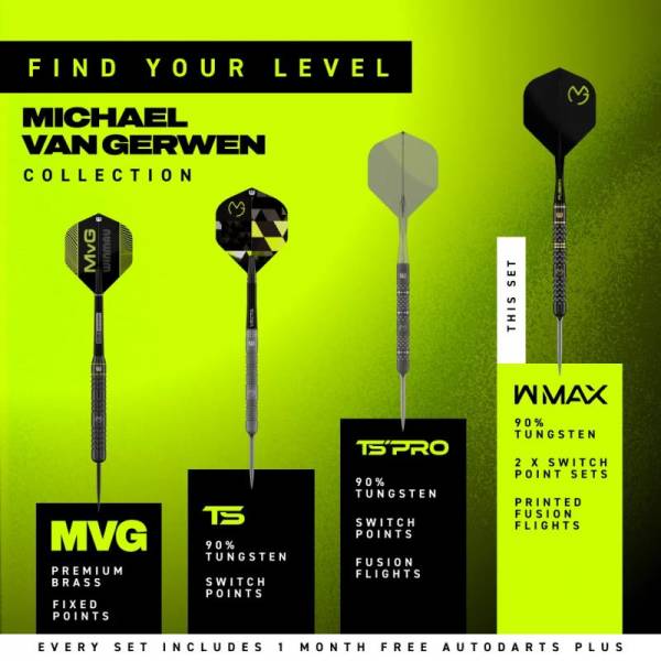 Winmau Steel Tip Dart Set MVG W-Max 90% Switch Point