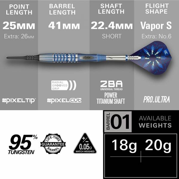 Soft Dartset Phil Taylor Raw Power GX2 95%