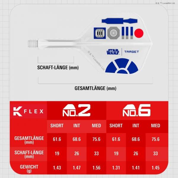 K-FLEX (3 pcs) Flight & Shaft R2D2 Starwars (No 2)