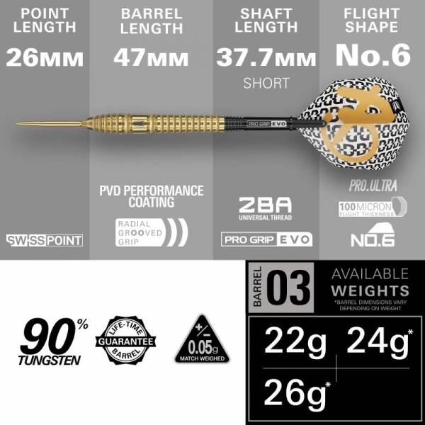 Steel Dartset (3 Stk) Bolide Envy 03 90% / Swiss Point