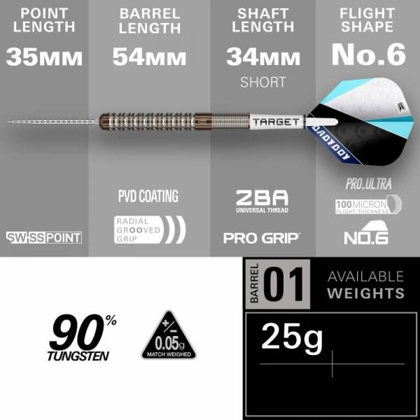 Target Adam Lipscombe 90% Swiss Point Steel Tip Darts