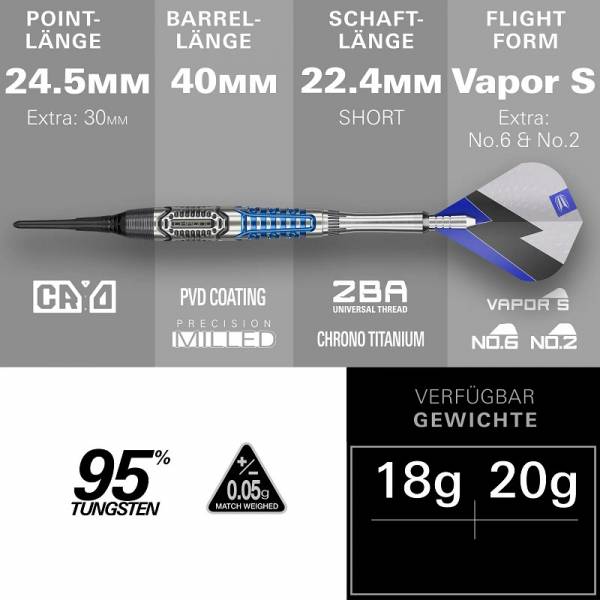 Target Phil Taylor Power Chrono 95% Soft Tip Darts 2026 – 18g / 20g